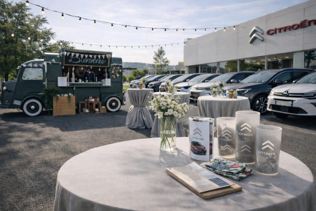 table de réception personnalisée pour un événement d'entreprise avec le bar bichette
